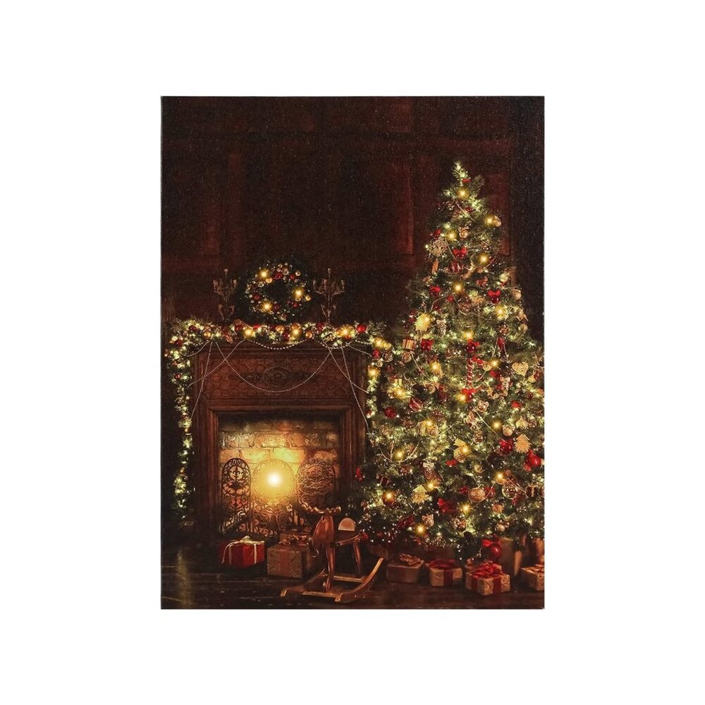 Christmas Tree Wreath Unframed Canvas Wall Art  24" X 32"